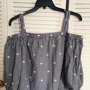 Checkered floral top